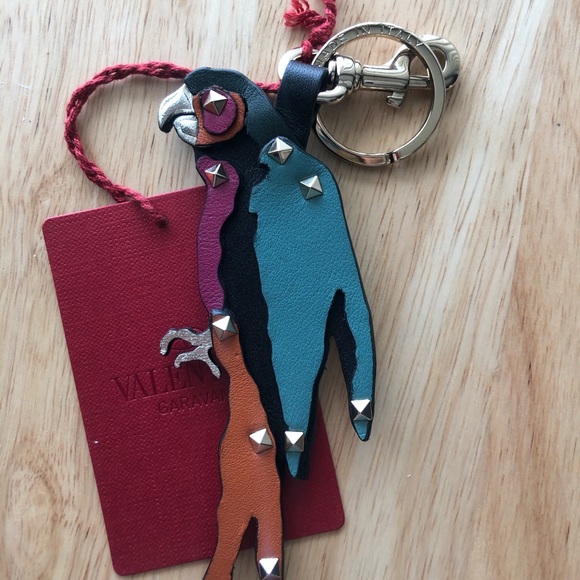 Valentino Leather Studded Parrot Keychain - Picture 6 of 7